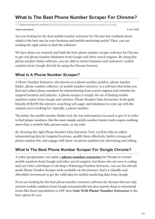 what is the best phone number scraper for chrome