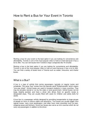 how to rent a bus for your event in toronto