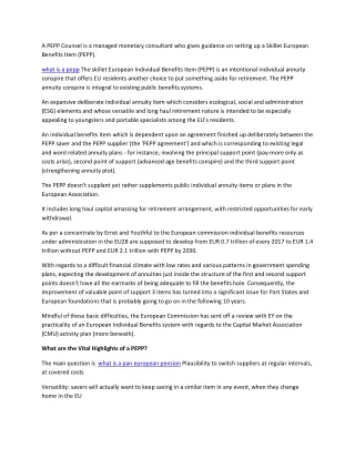 a pepp counsel is a managed monetary consultant