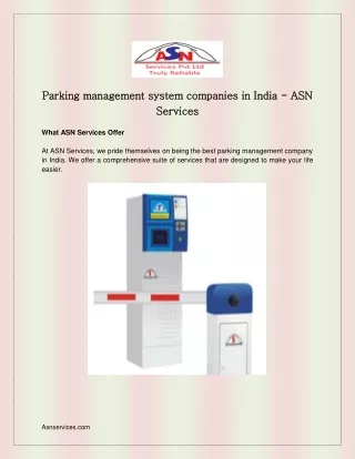 Parking management system companies in India - ASN Services
