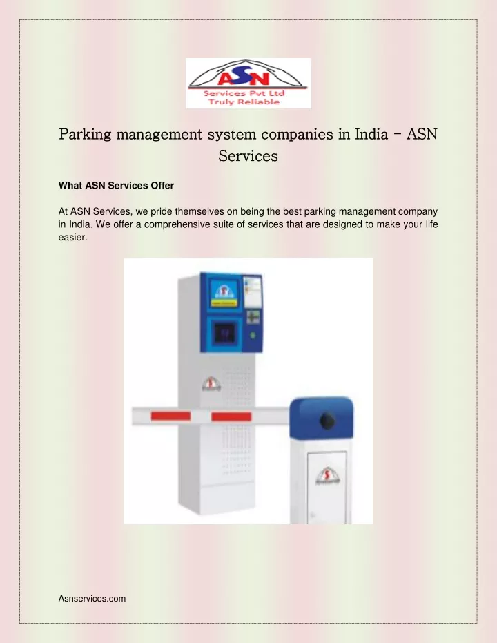 PPT - Parking Management System Companies In India - ASN Services ...