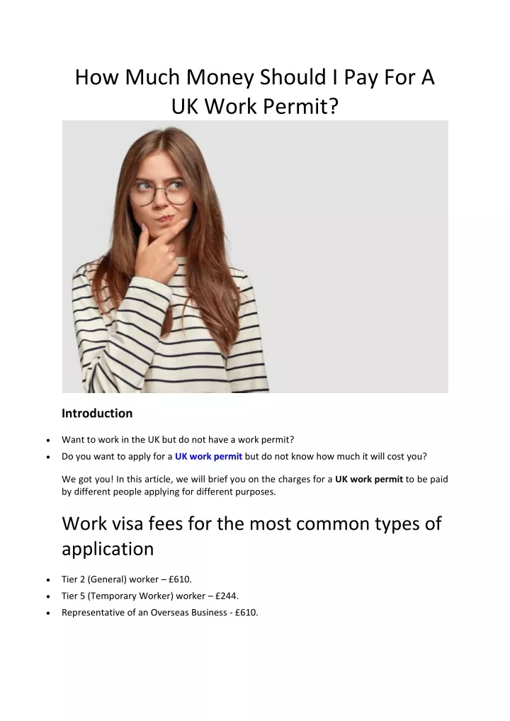 how much money should i pay for a uk work permit