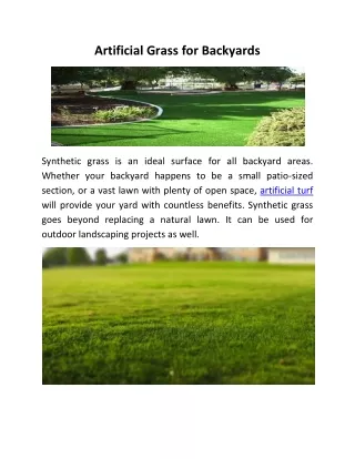 artificial grass for backyards