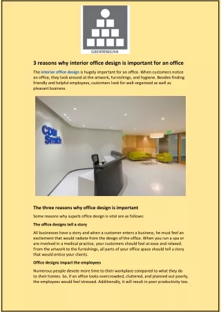 3 reasons why interior office design is important for an office