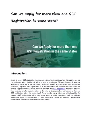 Can we apply for more than one gst registration in same state ?