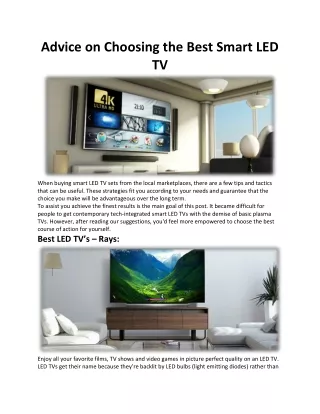 advice on choosing the best smart led tv