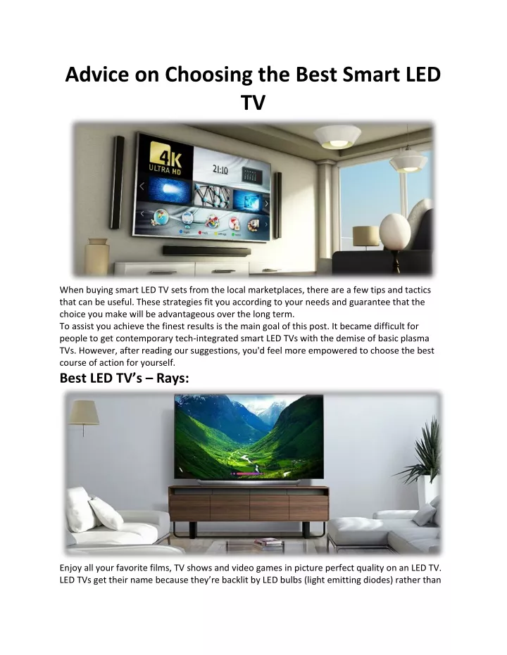 advice on choosing the best smart led tv