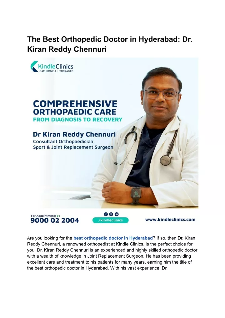 the best orthopedic doctor in hyderabad dr kiran