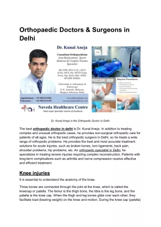 Orthopedic Doctors & Surgeons in Delhi