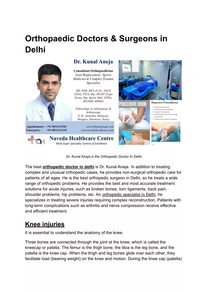 orthopaedic doctors surgeons in delhi