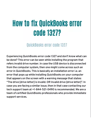 How to fix QuickBooks error code 1327?