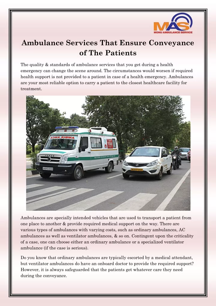 ambulance services that ensure conveyance