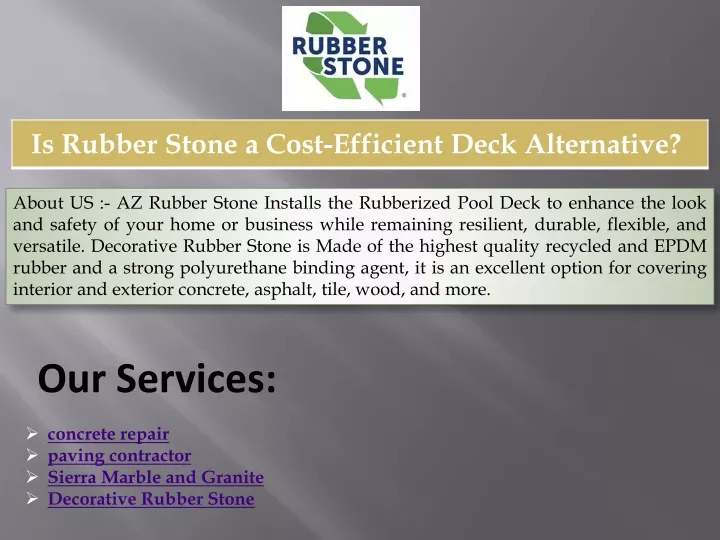about us az rubber stone installs the rubberized