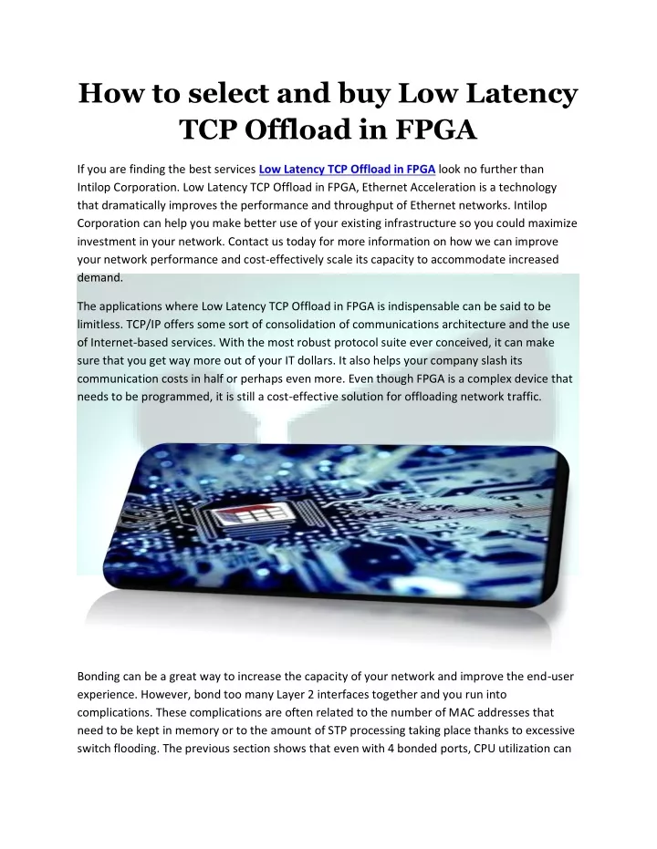 how to select and buy low latency tcp offload