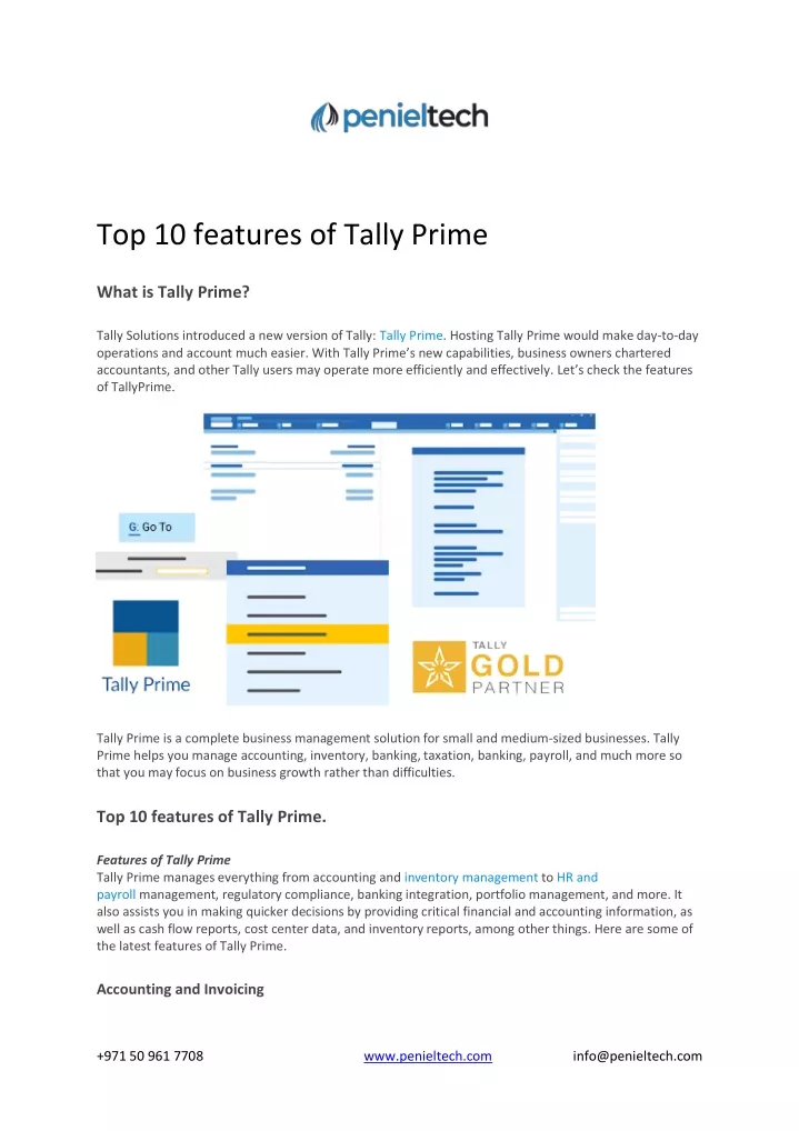 top 10 features of tally prime