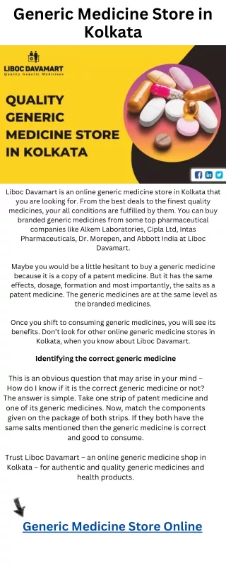 generic medicine store in kolkata