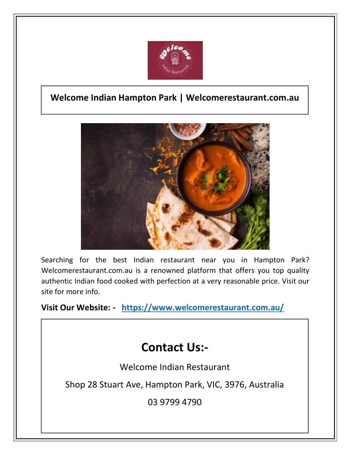 welcome indian hampton park welcomerestaurant