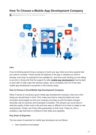 how to choose a mobile app development company