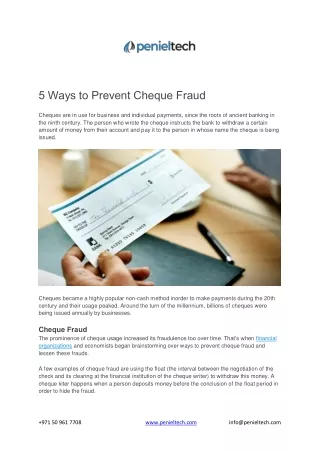 5 Ways to Prevent Cheque Fraud - Penieltech