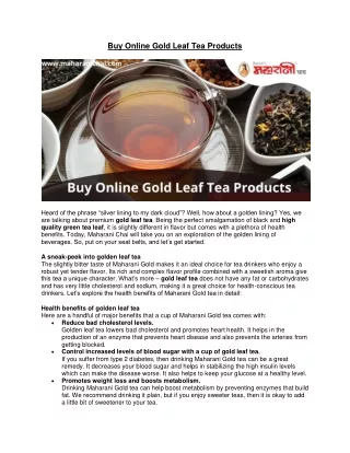 Buy Online Gold Leaf Tea Products