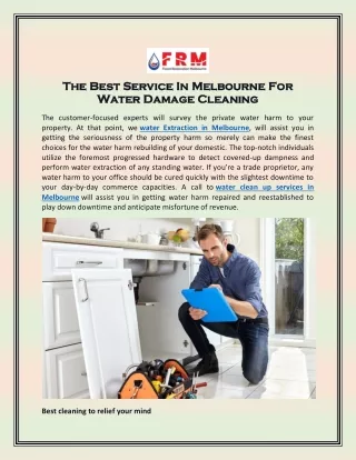 The Best Service In Melbourne For Water Damage Cleaning