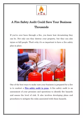 A Fire Safety Audit Could Save Your Business Thousands