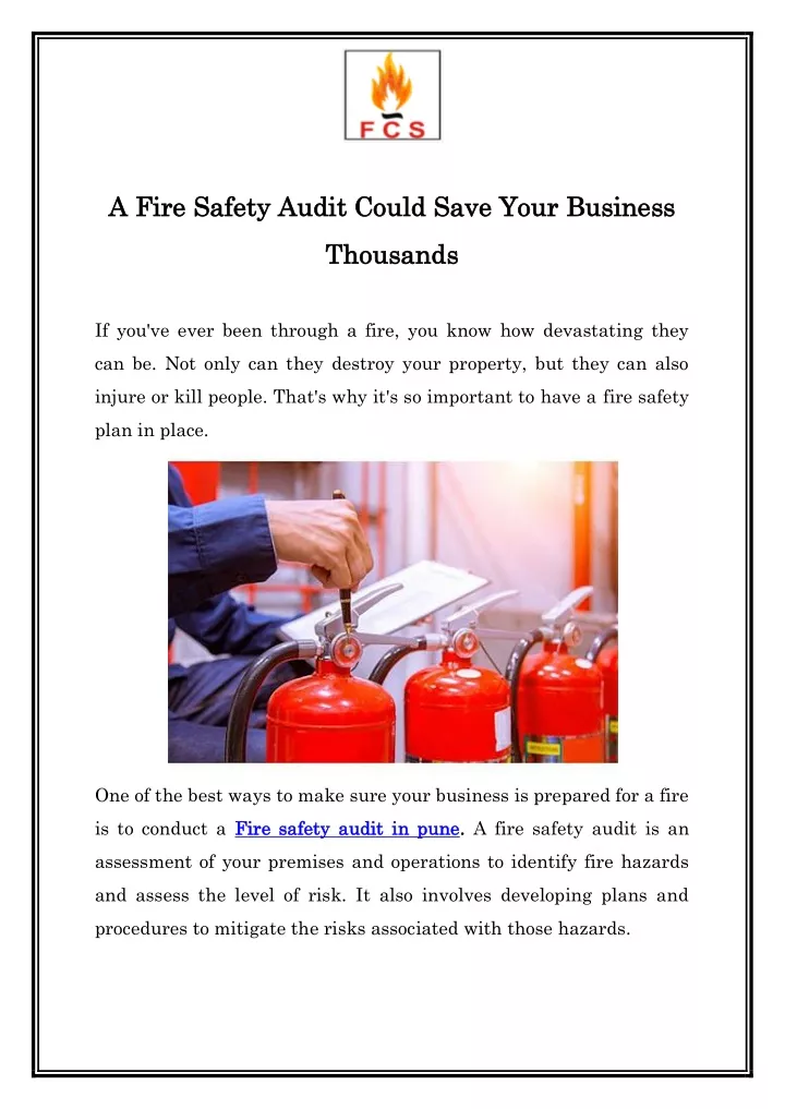 a fire safety audit could save your business