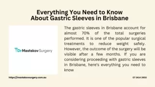 Everything You Need to Know About Gastric Sleeves in Brisbane