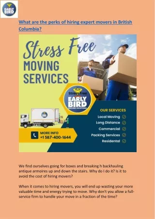 What are the perks of hiring expert movers in British Columbia