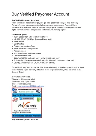 Buy Verified Payoneer Account