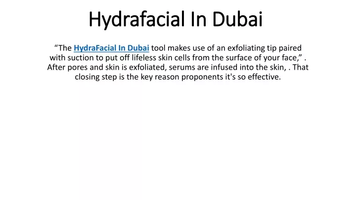 hydrafacial in dubai