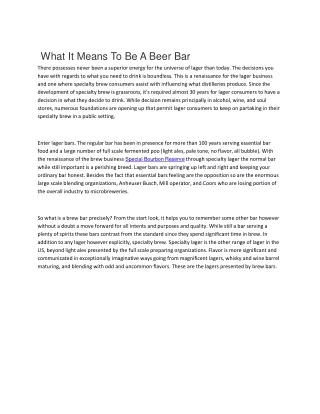 what it means to be a beer bar