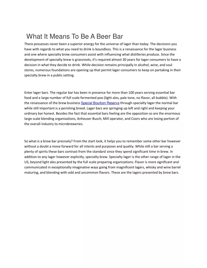 what it means to be a beer bar
