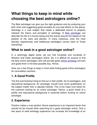 What things to keep in mind while choosing the best astrologers online