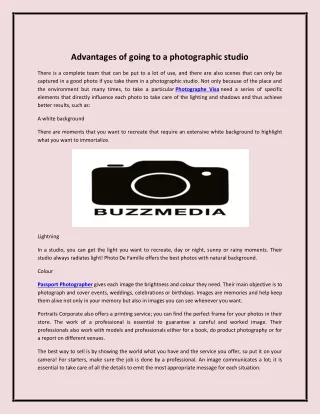Advantages of going to a photographic studio