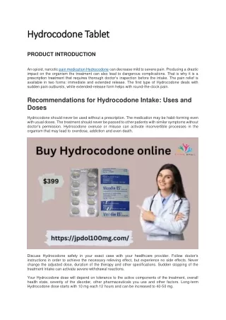 Hydrocodone for Pain