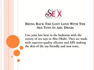 Bring Back The Lost Love With The Sex Toys In Abu Dhabi