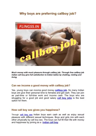 why boys are preferring callboy job