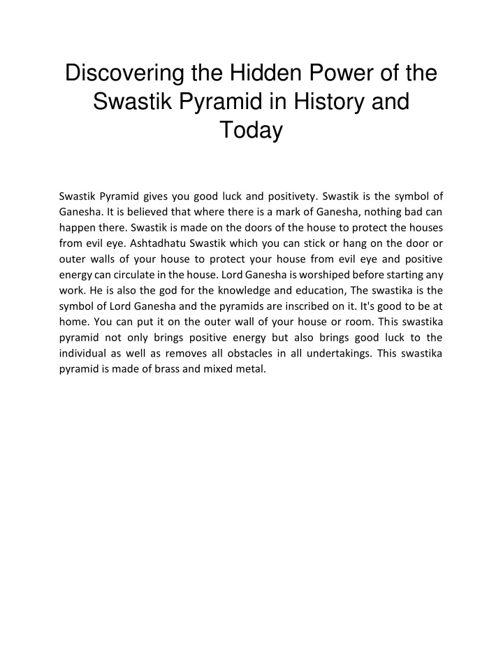 discovering the hidden power of the swastik