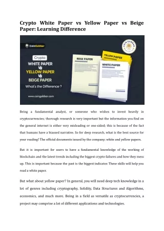 Crypto White Paper vs Yellow Paper vs Beige Paper_ Learning Difference