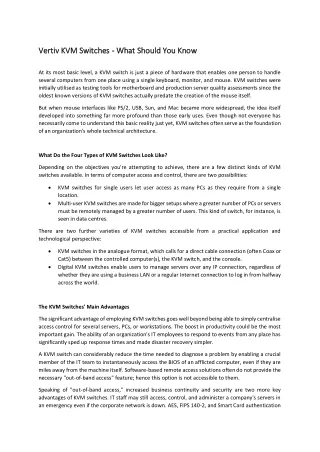 Vertiv KVM Switches - What Should You Know