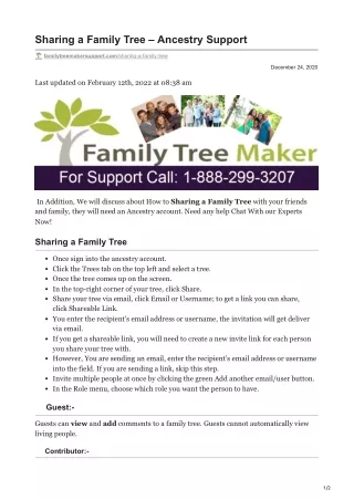 sharing a family tree ancestry support