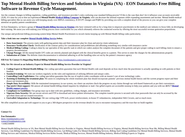 top mental health billing services and solutions