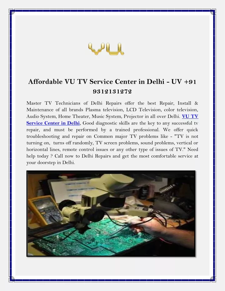 affordable vu tv service center in delhi