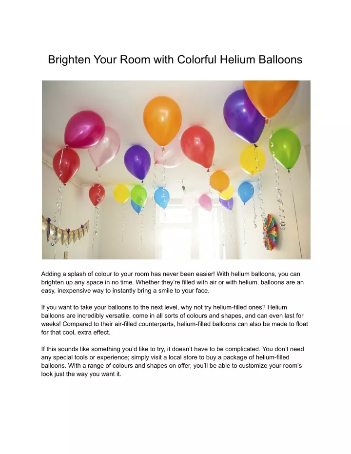 brighten your room with colorful helium balloons
