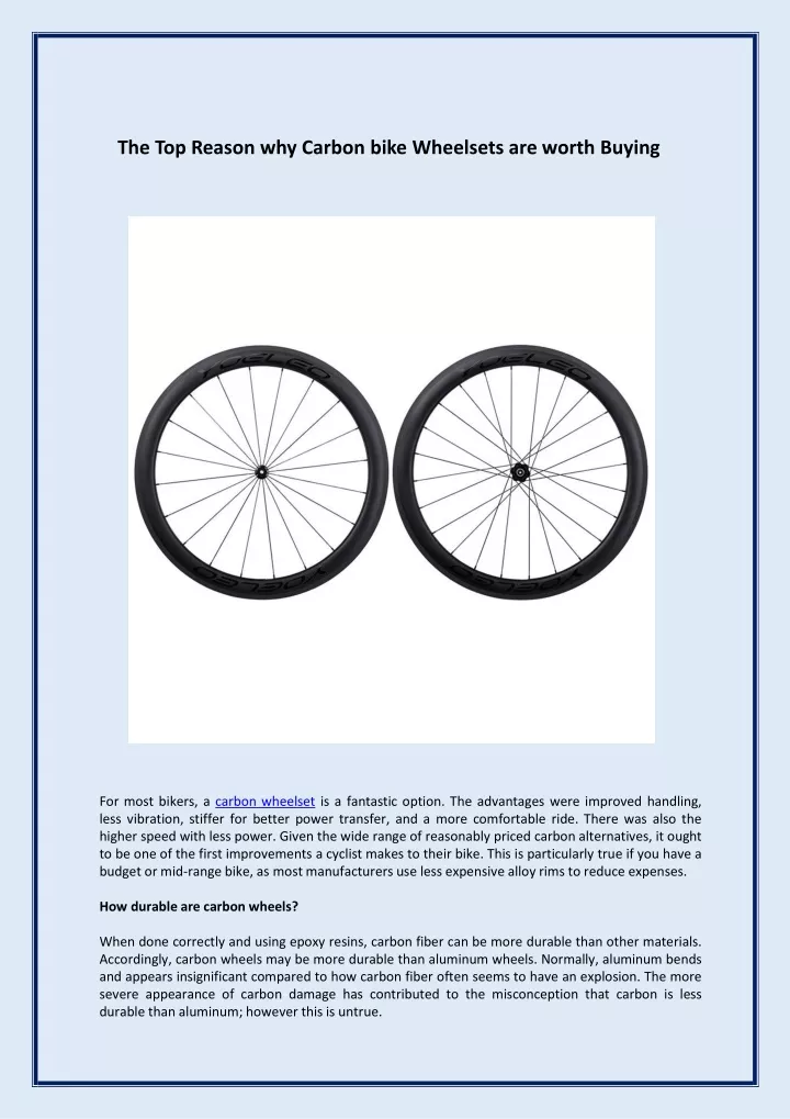 the top reason why carbon bike wheelsets