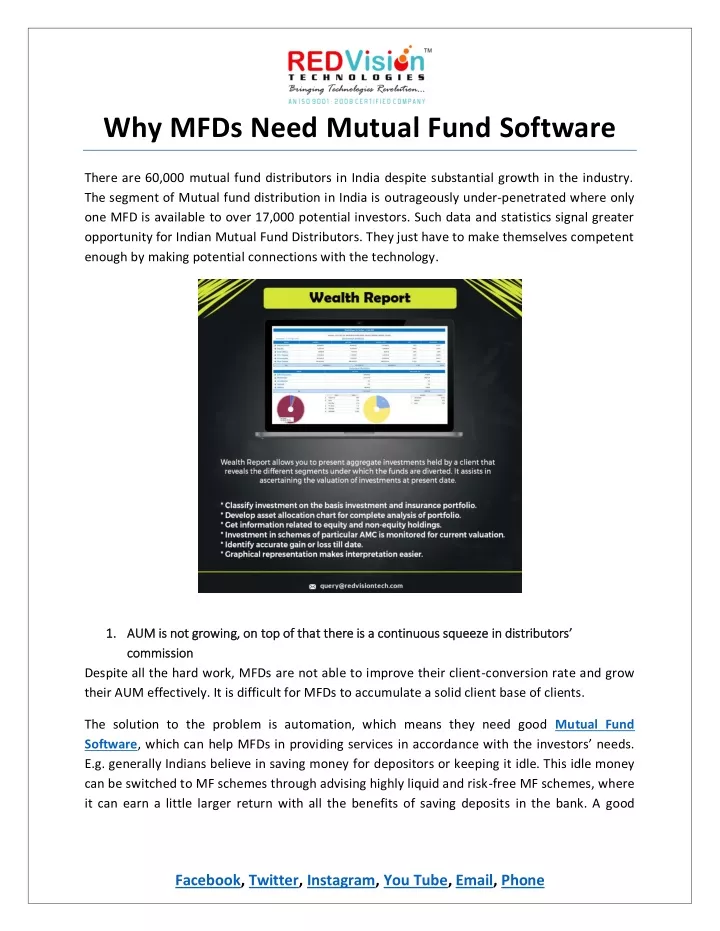 why mfds need mutual fund software