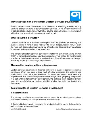 ways startups can benefit from custom software