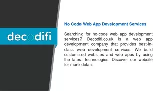 No Code Web App Development Services   Decodifi.co.uk