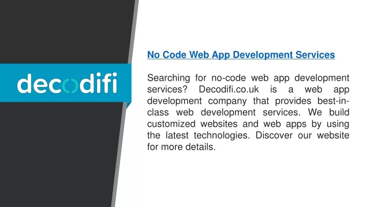 no code web app development services searching